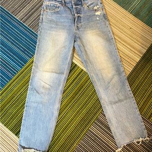 GAP Cheeky Straight High Rise Distressed Denim